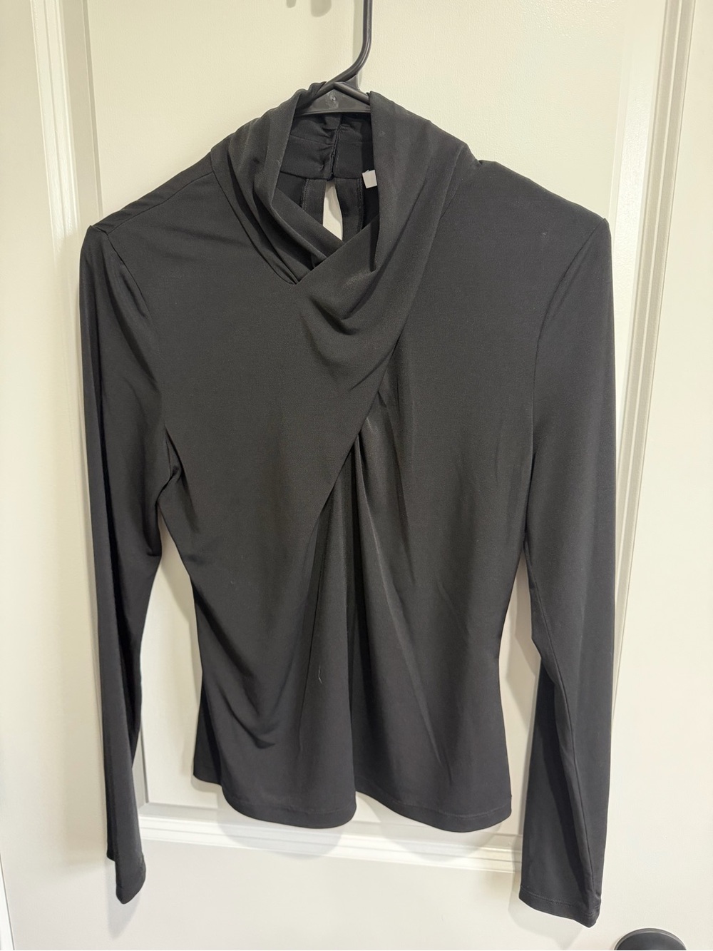 Derek Lam 10 Crosby Black cross  Neck Long-Sleeve Top